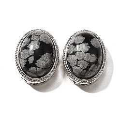 Снежный Обсидиан Многожильные звенья из натурального снежного обсидиана, овальные, без кадмия и без свинца, платина, 21x16.5x11.5 мм, отверстие : 3 мм