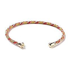 Colorful Stainless Steel Cuff Bangle Making, with Golden Tone Brass Finding, for Half Drilled Beads, Colorful, Inner Diameter: 1-3/4x2-3/8 inch(4.6x6cm), Pin: 1mm