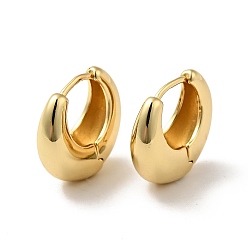 Real 18K Gold Plated Rack Plating Brass Thick Hoop Earrings for Men Women, Real 18K Gold Plated, 17x18x6mm, Pin: 0.8mm