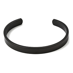 Black 304 Stainless Steel Plain Open Cuff Bangles for Women, Ion Plating(IP), Black, Inner Diameter: 2.56 inch(6.5cm)