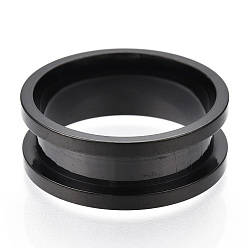 Electrophoresis Black 201 Stainless Steel Grooved Finger Ring Settings, Ring Core Blank, for Inlay Ring Jewelry Making, Electrophoresis Black, Inner Diameter: 18mm