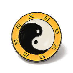 Flat Round Eight-Diagram Tactics with Yin Yang Enamel Pin, Alloy Badge for Backpack Clothes, Gunmetal, 27x2mm