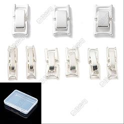 Argent 12pcs 6 styles fermoirs de bracelet de montre en laiton, sans cadmium et sans plomb, rectangle, argenterie, 14~17x3.5~10.5x4mm, 2 pcs / style