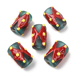 Красный Эмалевые бусины ручной работы в технике лэмпворк, бусины ручной работы, ухабистая колонна, красные, 18.5~19.5x13~15.5 мм, отверстие : 2 мм