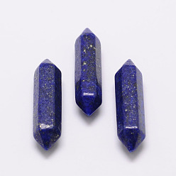 Lapis Lazuli Dyed Natural Lapis Lazuli Double Terminated Point Beads, Healing Stones, Reiki Energy Balancing Meditation Therapy Wand, for Wire Wrapped Pendants Making, No Hole/Undrilled, 35x9x9mm
