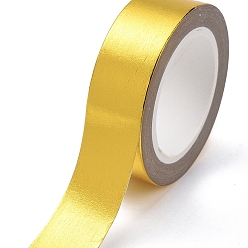 Gold Foil Masking Tapes, DIY Scrapbook Decorative Paper Tapes, Adhesive Tapes, for Craft and Gifts, Solid Color, Gold, 15mm, 10m/roll