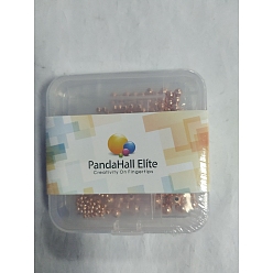 Rose Gold 300Pcs 5 Sizes Brass Beads, Long-Lasting Plated, Round, Rose Gold, 60pcs/style