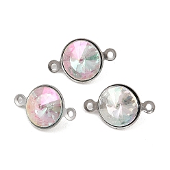 Прозрачный АВ Подвески-коннекторы со стеклянным конусом, с 304 установками из нержавеющей стали, цвет нержавеющей стали, ясно AB, 8.5x14.5x5 мм, отверстие : 1 мм