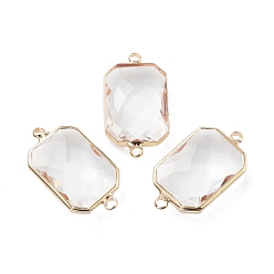 Прозрачный Стойка покрытие латунь паве стекло соединители подвески, прямоугольник ссылки, долговечный, золотые, прозрачные, 13.5x24.5x5.5 мм, отверстие : 1.8 мм