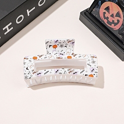 Ghost Halloween Rectangle Plastic Large Claw Hair Clip, for Girls Women Thick Hair, Ghost, 87mm