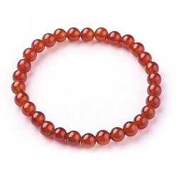 Carnelian Natural Carnelian(Dyed) Beads Stretch Bracelets, Dyed & Heated, Round, Graed A, 1-7/8 inch~2-1/8 inch(4.9~5.3cm), Beads: 6~7mm