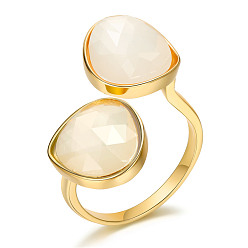 white Adjustable Geometric Resin Jelly Ring with Adjustable Stone - European and American New Jewelry