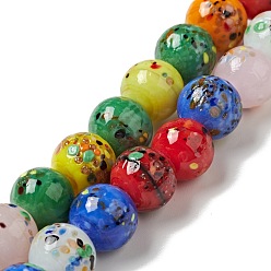 Colorful Handmade Lampwork Beads Strand, Round, Colorful, 10x9~10mm, Hole: 1.2mm, about 40pcs/strand, 14.76 inch(37.5cm)