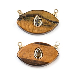 Тигровый глаз Подвески из натурального тигрового глаза с конским глазом, с латунными микро проложить кубических выводы циркония, реальный 18 k позолоченный, без кадмия и без свинца, стойки покрытие, долговечный, 14x20x5 мм, отверстие : 1.4 мм