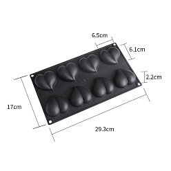 Black Food Grade Silicone Molds, Fondant Molds, For DIY Cake Decoration, Chocolate, Candy, Rectangle with Heart, Black, 293x170x22mm, Inner Diameter: 65x61mm