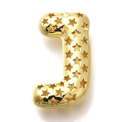 Letter J Полые медные подвески, стойки покрытие, долговечный, без кадмия и без свинца, письмо амулеты, буква J, 23x14x6.5 мм, отверстие : 4.7x3 мм