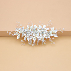 Silver comb Handmade Bridal Hair Comb with Dance Party Hairstyle Headdress and Woven Flower