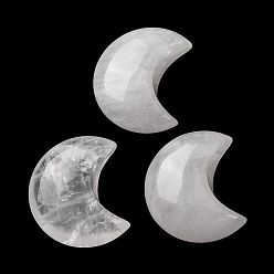 Хрусталь Природный кристалл кварца бусины, горный хрусталь 3d форма полумесяца, Топ пробуренной, 25~25.5x20~21x9~10.5 мм, отверстие : 2.5 мм