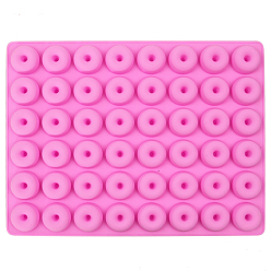 Pearl Pink 48-Cavity Silicone Donut Wax Melt Molds, For DIY Wax Seal Beads Craft Making, Pearl Pink, 199x151x12mm