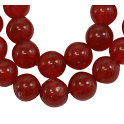 Dark Red Natural Gemstone Beads Strands, White Jade, Dyed, Round, Dark Red, 6mm, Hole: 0.5mm, about 66pcs/strand, 15.5 inch