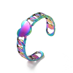 Rainbow Color Ионное покрытие (ip) 304 кольцо из нержавеющей стали с открытым сердцем для женщин, Радуга цветов, размер США 6 1/4 (16.7 мм)