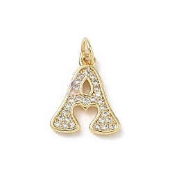 Letter A Латунные микро проложить кубического циркония подвески, без кадмия и без свинца, долговечный, реальный 18 k позолоченный, с целью перехода в кольце, буква a, 15x12.5x2 мм, Перейти кольцо: 5x1 мм, 3 мм внутренним диаметром