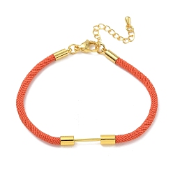Orange Nylon Cord Bracelet Making, with Brass Beadable Bar, Golden, Orange, 6.89x0.16 inch(17.5x0.4cm)