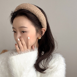 Светло-коричневый Однотонная повязка для волос из плюшевой ткани, широкие аксессуары для волос для женщин и девочек, загар, 140 мм