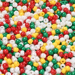 (52) Непрозрачная лаванда 4 рождественские цвета 6/0 стеклянные круглые бусины, разноцветные, 4x3 мм, отверстие : 1.2~1.4 мм, около 7500 шт / упаковка