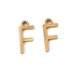Letter F 304 подвески из нержавеющей стали, подвески с буквой az~z, ионное покрытие (ip), золотые, Буква F, 8x4x1 мм, отверстие : 1 мм