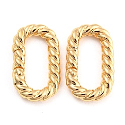 Real 18K Gold Plated Brass Spring Gate Rings, Twist Oval, Real 18K Gold Plated, 19.5x11.5x3mm, Inner Diameter: 14x5mm