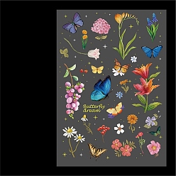 Butterfly Retro Dark Night Series Hot Stamping PET Waterproof Decorative Stickers, for DIY Scrapbooking, Butterfly, 154x110mm