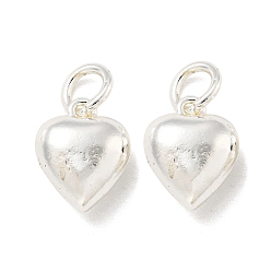 Серебро Стойки обшивки латунные подвески, с прыжковых колец, долговечный, без свинца и без кадмия, сердце прелести, серебряные, 12x10x5.5 мм, отверстие : 4.5 мм