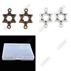 Bronze Antique & Argent Antique 100pcs 2 couleurs breloques connecteurs en alliage de style tibétain, liens étoile de David, bronze antique et argent antique, 25.5x16.5x1.5mm, Trou: 2mm, 50 pcs / couleur