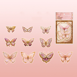 Pink 20Pcs PET Self Adhesive Butterfly Decorative Stickers, Waterproof Laser Butterfly Decals for Scrapbooking, Travel Diary Craft, Pink, 50~70mm