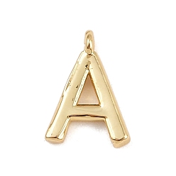 Letter A Латунь прелести, стойки покрытие, долговечный, без кадмия и без свинца, реальный 18 k позолоченный, буква a, 9x6.5x1.3 мм, отверстие : 0.8 мм