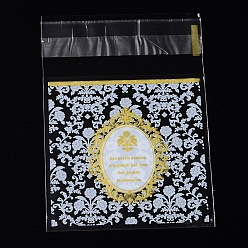 Yellow Rectangle OPP Cellophane Bags, with Floral Pattern, Yellow, 9.9x6.9cm, Unilateral Thickness: 0.035mm, Inner Measure: 6.9x6.9cm, about 95~100pcs/bag