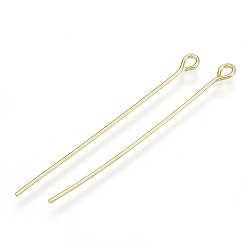 Настоящее золото 18K Латунный штифт, реальный 18 k позолоченный, 40x0.7 мм, отверстие : 1.5 мм