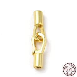 Real 18K Gold Plated Rack Plating 925 Sterling Silver Fold Over Clasps, with 925 Stamp, Real 18K Gold Plated, Clasp: 12x4.5x3.5mm, Pin: 0.4mm, Clasp: 13.5x5x3.5mm, Pin: 0.5mm, Inner Diameter: 2mm