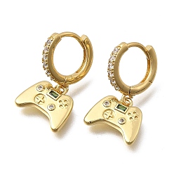 Темный Морско-зеленый Латунные микро проложить серьги обруча кубического циркония, стойки покрытие, долговечный, без кадмия и без свинца, игровой автомат, реальный 18 k позолоченный, темно-зеленый, 21.5x12 мм