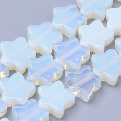 Opalite Opalite Beads Strands, Star, 12x12x4~5mm, Hole: 1mm, about 20pcs/strand, 8.26 inch