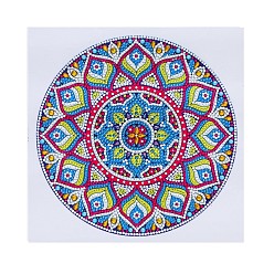 Flower DIY Mandala Diamond Painting Kits, including Resin Rhinestones, Diamond Sticky Pen, Tray Plate and Glue Clay, Flower Pattern, 300x300mm