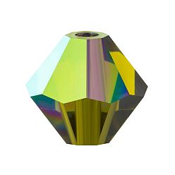 50230 200 Olivine AB Хрустальные бусины preciosa®, чешский хрусталь, биконус(451 69 302 рондель), 50230 200 оливин ab, 3 мм, отверстие : 0.8 мм