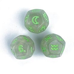 Dark Sea Green 3Pcs Constellation Glitter Acrylic Polyhedral Dice Set, for RPG Role Playing Games, Polygon, Dark Sea Green, 20mm