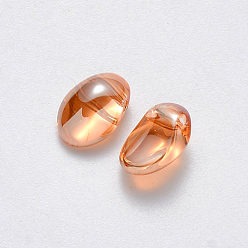 Peru Transparent Spray Painted Glass Charms, AB Color Plated, Oval, Orange, 8.5x6x4.5mm, Hole: 1mm