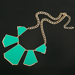 Green Shiny Necklace Polygon Pendant Necklace Accessory - Multiple Colors Available.