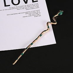 Golden Snake Alloy Hair Sticks, Enamel Style Hair Sticks for Women Girls, Golden, 170x20mm