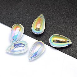 Clear AB Transparent Glass Charms, teardrop, AB Color, Clear AB, 14x8x5mm, Hole: 1.2mm