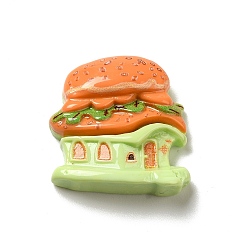 Желто-Зеленый Мультяшный пищевой дом из непрозрачной смолы декодирует кабошоны, желто-зеленый, 26x25.5x8 мм