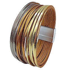 Peru PU Leather Multi-strand Bracelets, with Magnetic Clasps, Peru, 8-1/8 inch(20.5cm)